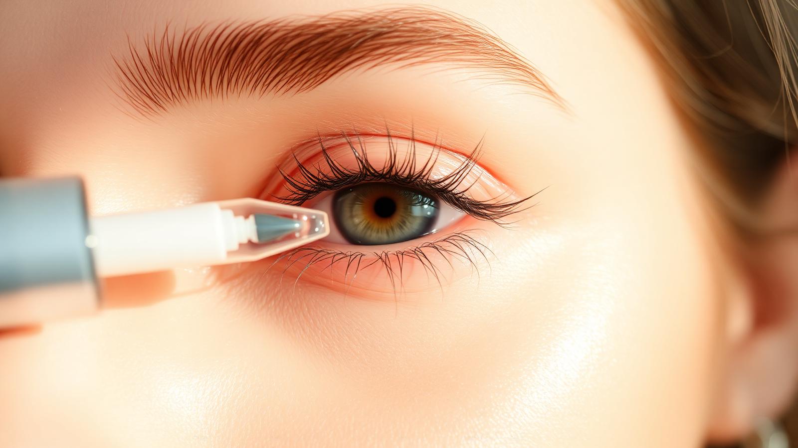 Aplicação de sérum para área dos olhos com aplicador metálico